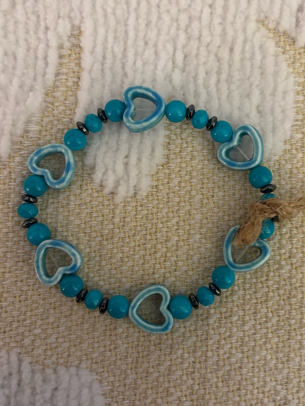 Turquoise Heart Beaded Stretch Bracelet